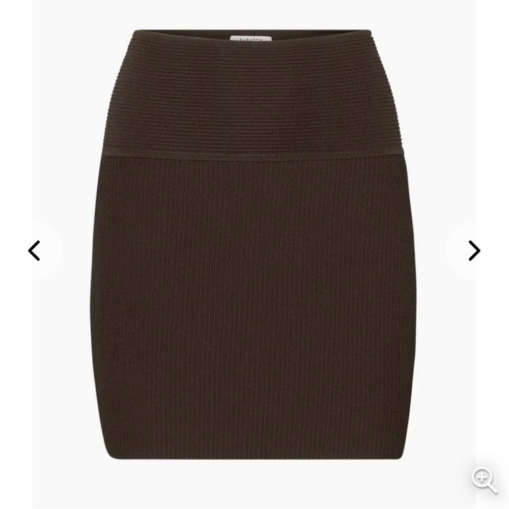 Babaton Brown Ribbed Knit Skirt